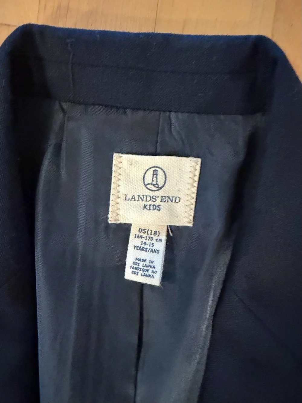 Lands' End Dark Navy Blazer with Gold Buttons